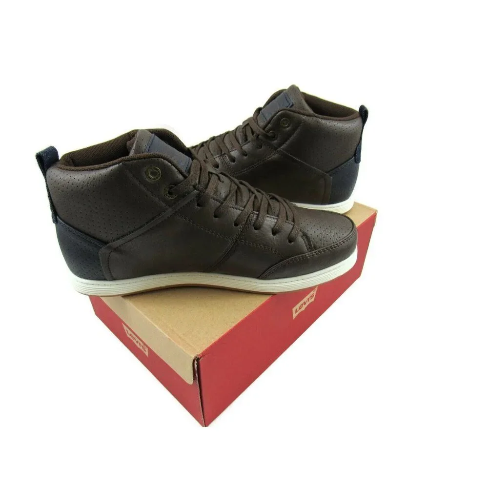 Levi's Gilles Millstone 2 Tone Brown/Navy Boys High Top Sneakers Size 6 M New